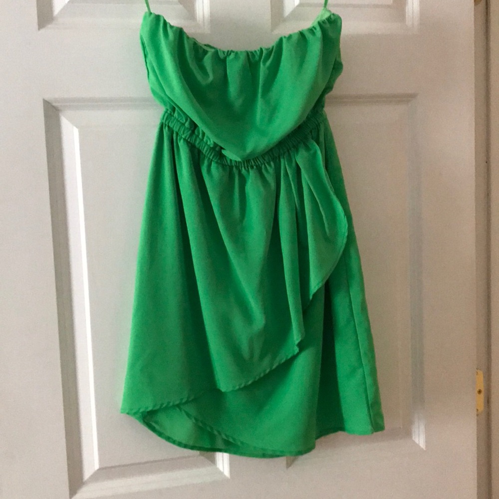 Mini strapless lime green dress